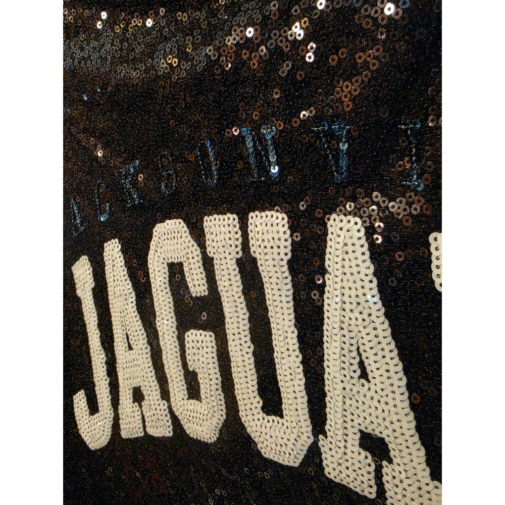 NFL Jacksonville Jaguars Womens Sequin V-Neck T-Shirt Black Large New With Tags